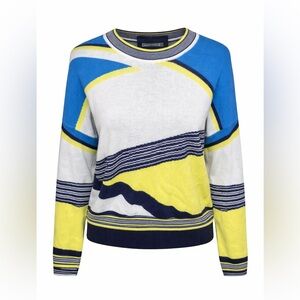 BCBGMAXAZRIA Colorblock Sweater Neon Blue‎ Preppy Coastal Chic Y2K-XS